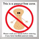 Peanut Free Zone Food Allergy Print