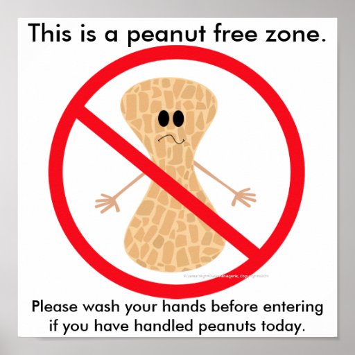 Peanut Free Zone Printable Poster Printable Templates