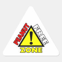 Peanut Free Zone (Peanut Allergy) Triangle Stickers