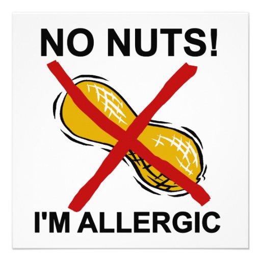 Peanut NO Nuts I'm Allergic Custom Announcements