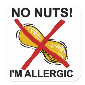 Peanut NO Nuts I'm Allergic Square Sticker