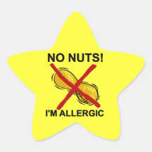 Peanut NO Nuts I'm Allergic Star Sticker