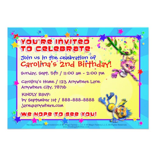 Peanut Party Birthday Invite- "The GiggleBellies"