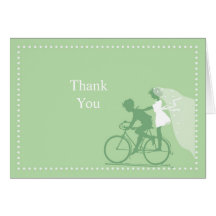 Peapod Green Bicycle Couple Thank You Note Greeting Cards