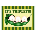 Peapod Triplet Boys Baby Shower Invitation