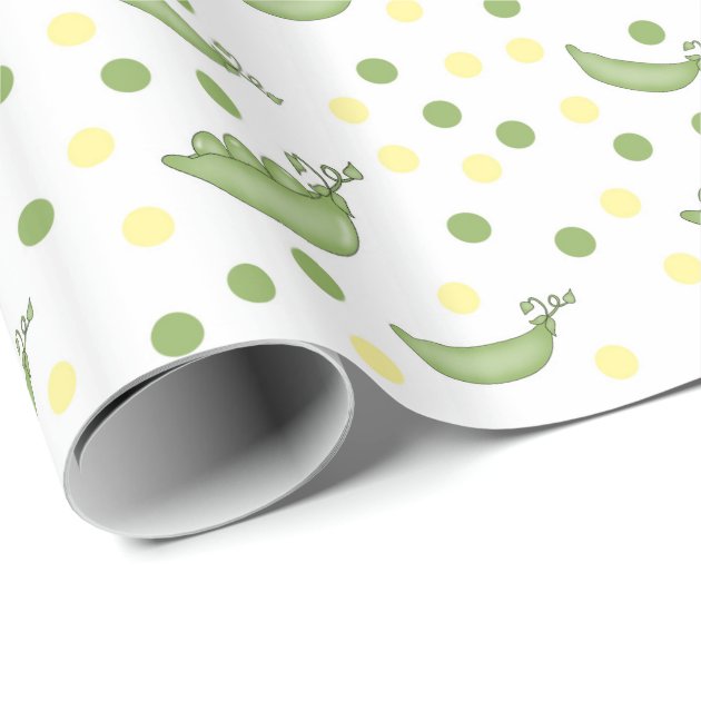 Peapods Baby Shower Wrapping Paper yellow green 3/4