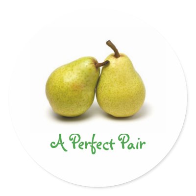 pear, A Perfect Pair Round Stickers