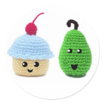 Pear and Cupcake Stickers by herbtheturtle Pear and Cupcake Stickers