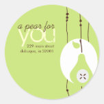 Pear For You Address Label Round Sticker