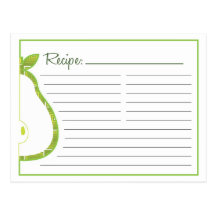 Pear Recipe Card Postcards