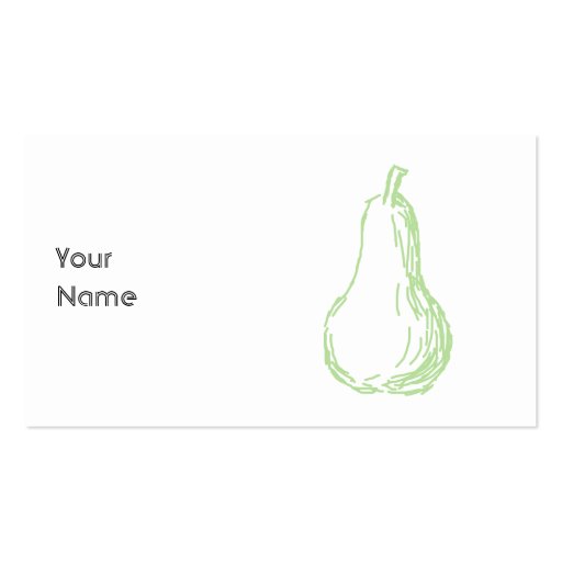 Pear Sketch. Line drawing in light green. Business Cards