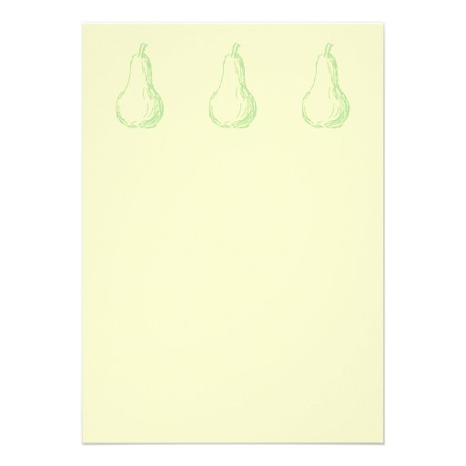 Pear Sketch. Line drawing in light green. Personalized Invite