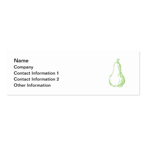 Pear Sketch. Line illustration in green. Business Card Templates