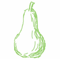 Pear Sketch. Line illustration in green. Photo Cut Outs
