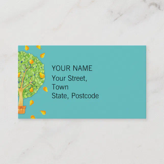 Pear Tree Teal Business Card Zazzle