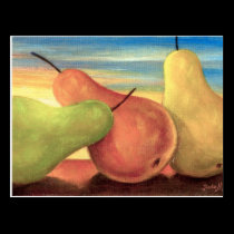 Pear Tropical Fruits Painting - Multi postcards
