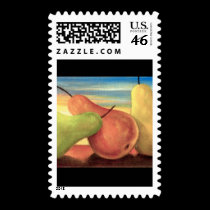 Pear Tropical Fruits Painting - Multi stamps