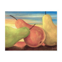 Pear Tropical Fruits Painting - Multi postcards by JUDERM Pear Tropical Fruits Painting - Multi postcards