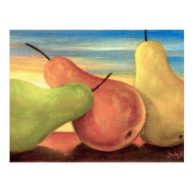 Pear Tropical Fruits Painting - Multi Postcard