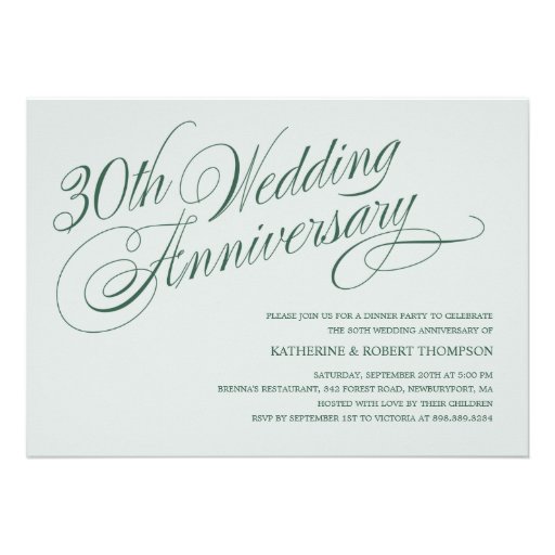 Pearl 30th Wedding Anniversary Invitations (front side)