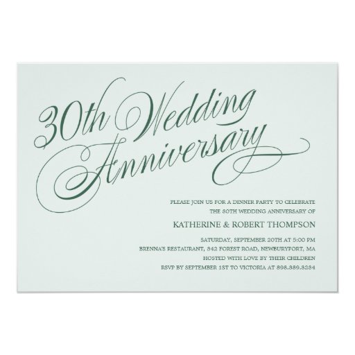 30th Wedding Anniversary Invitations Templates