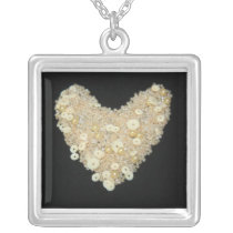 Pearl and Bead  Heart Necklace