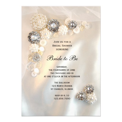 Pearl and Diamond Buttons Bridal Shower Invitation