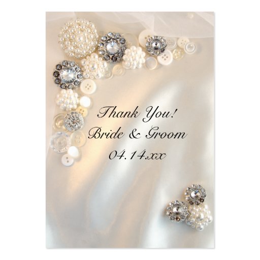 Pearl and Diamond Buttons Wedding Favor Tags Business Card (front side)
