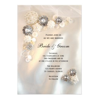 Pearl and Diamond Buttons Wedding Invitation