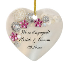 Pearl and Pink Diamond Button Engagement Ornament