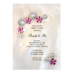 Pearl and Pink Diamond Buttons Bridal Shower Personalized Invite