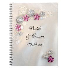 Pearl and Pink Diamond Buttons Wedding Notebook