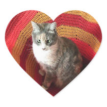Pearl Cat on Afghan Heart Stickers