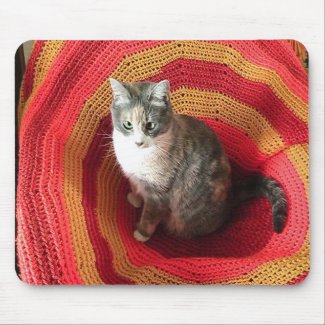 Pearl Cat on Afghan mousepad