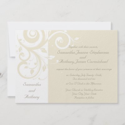 Pearl Cream Reverse Swirl Wedding Invitations by CustomInvites