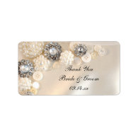 Pearl Diamond Buttons Wedding Thank You Favor Tags Labels
