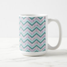 Pearl Floral Teal ZigZag Pattern Mugs