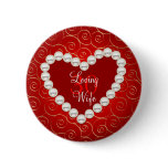 Pearl Heart and Swirls 30th Anniversay Button