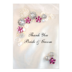 Pearl Pink Diamond Buttons Wedding Thank You Notes Personalized Announcements