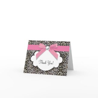 Pearl Pink Leopard Thank You Cards card