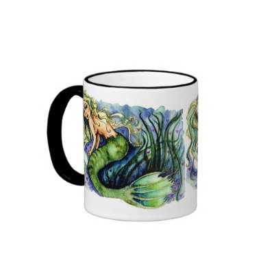 Pearl Pretty Green Mermaid Mug by sunkitty7