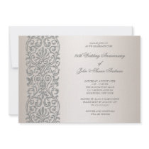Pearl Silver Border 25th Anniversary Party Invitation