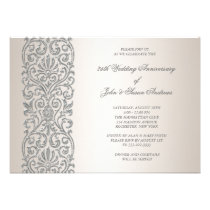 Pearl Silver Border 25th Anniversary Party invitations