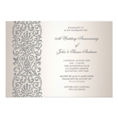 Pearl Silver Border 25th Anniversary Party Invitation
