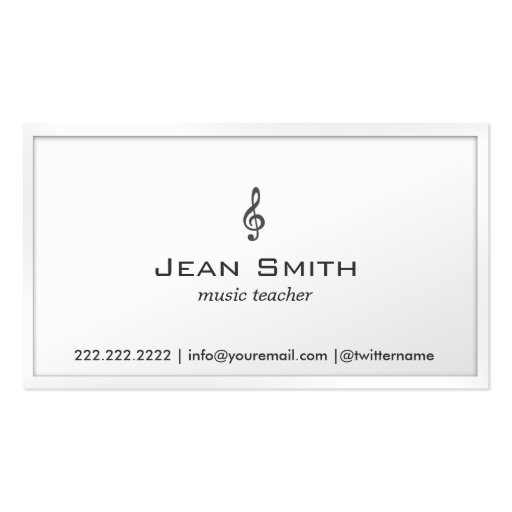 Pearl White Border Music Teacher Business Card