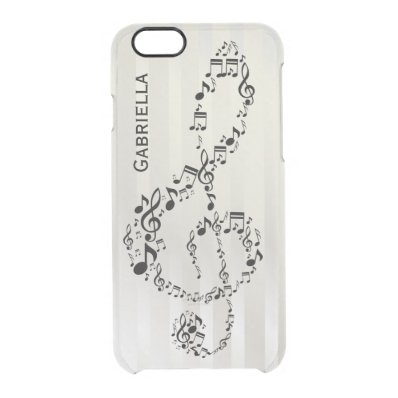 Pearlesque Stripes Black Treble Clef Music Notes Clear iPhone 6/6S Case