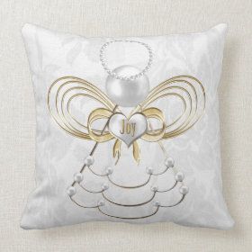 Pearls and Gold - Metallic Christmas Angel of Joy Throw Pillows