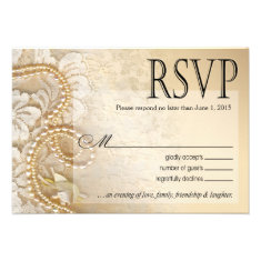 Pearls and Lace RSVP Response Card | eggshell