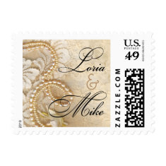 Pearls and Lace Signature | eggshell Postage Stamp