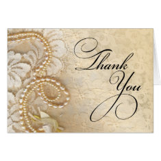 Pearls and Lace Thank You | eggshell Card